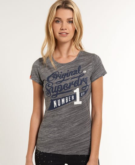 Womens - Number 1 Co. T-shirt in Light Grey Marl | Superdry