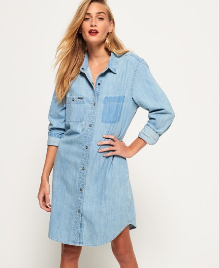 superdry oversized denim shirt dress