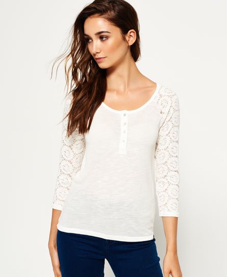 Superdry Slub Twist Jersey bestefartrøye med blonder Slub Twist Jersey bestefartrøye med blonder
