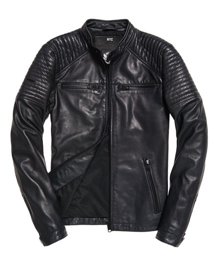 Superdry leather quilt racer jacket sales
