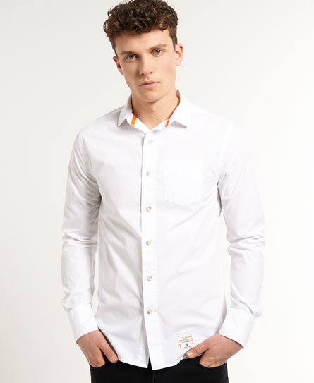 Mens - Laundered Cut Collar Shirt in Optic White | Superdry