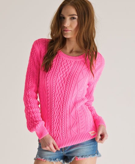 Womens - Shore Sweater Crew in Phosphorous Pink | Superdry