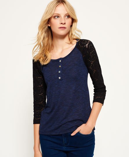 Superdry Slub Twist Jersey Lace Grandad-Shirt Slub Twist Jersey Lace Grandad-Shirt 63113
