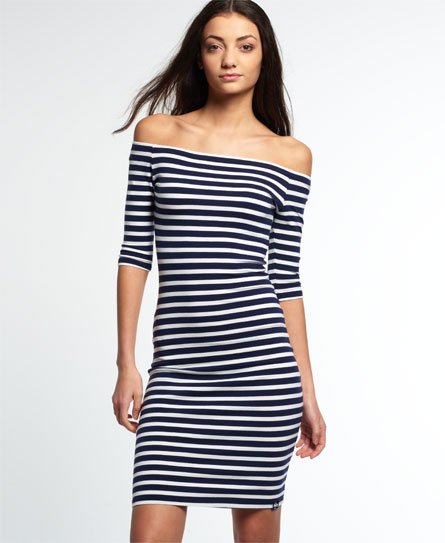 navy bardot bodycon dress