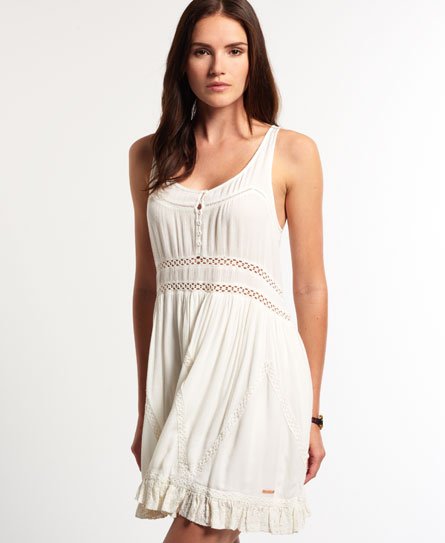 Womens - Sheer Chevron Dress in Off White | Superdry