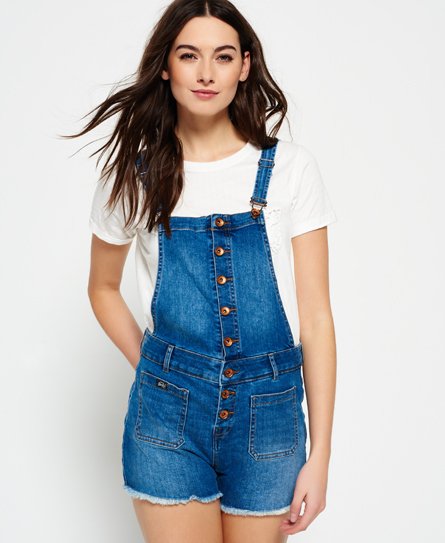 Superdry Dot Button Through Dungaree Shorts Dot Button Through Dungaree Shorts