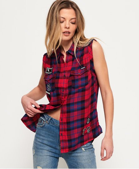 Superdry Sleeveless Badged Boyfriend Shirt Sleeveless Badged Boyfriend Shirt