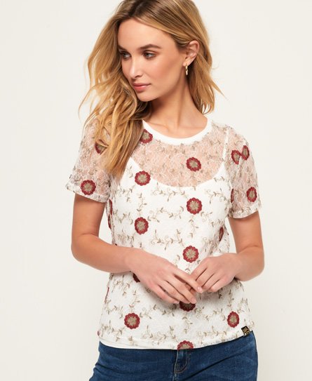 Superdry Camiseta de encaje bordado Madison Camiseta de encaje bordado Madison