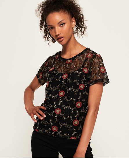 Superdry Camiseta de encaje bordado Madison Camiseta de encaje bordado Madison