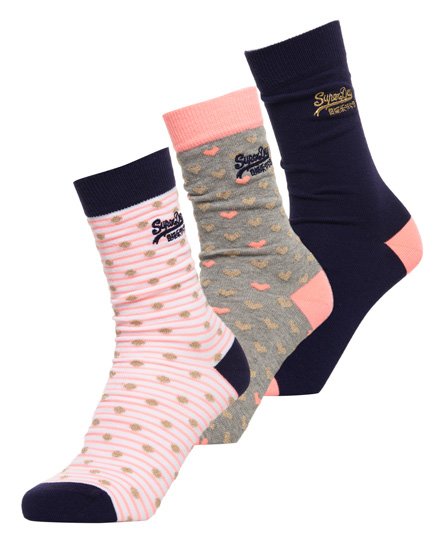 Superdry Gold Heart Socks Triple Pack Gold Heart Socks Triple Pack