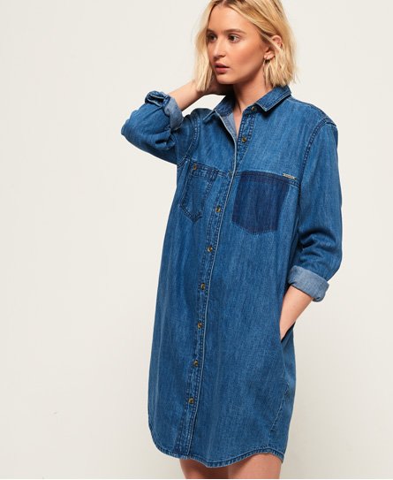 superdry oversized denim shirt dress