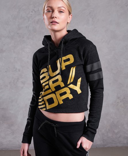 Superdry Diagonal Black And Gold Hoodie Diagonal Black And Gold Hoodie