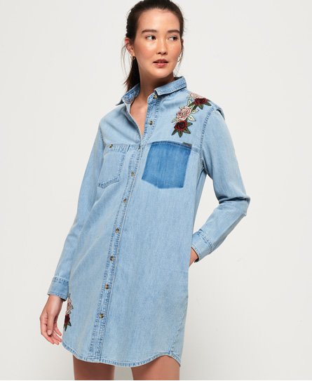 superdry oversized denim shirt dress