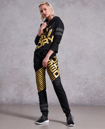 Superdry Joggers Diagonal σε Μαύρο και Χρυσό Joggers Diagonal σε Μαύρο και Χρυσό