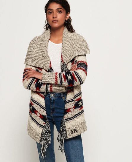 Superdry Western Cardigan Mit Fransen Damen Strickmode