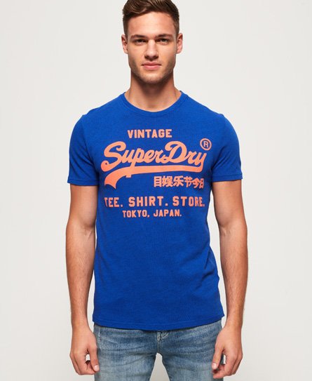 Superdry Mens Shirt Shop Duo Tee Vintage T Shirt Eclipse Navy Orange White 