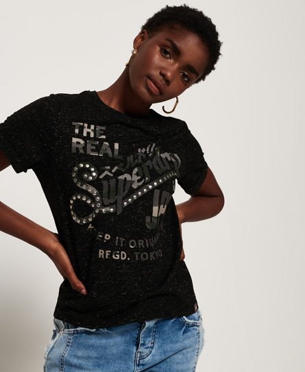 Superdry Keep It Rhinestone Boxy T skjorte Dame T skjorter Superdry Keep It Rhinestone Boxy T skjorte Dame T skjorter