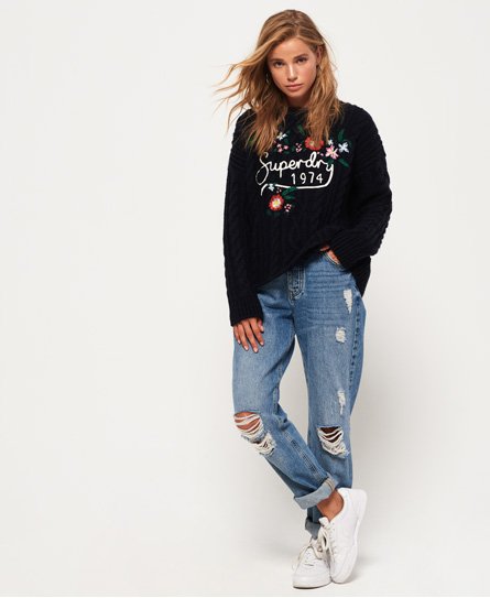 Superdry Gebreide Floral Handcraft kabeltrui Gebreide Floral Handcraft kabeltrui