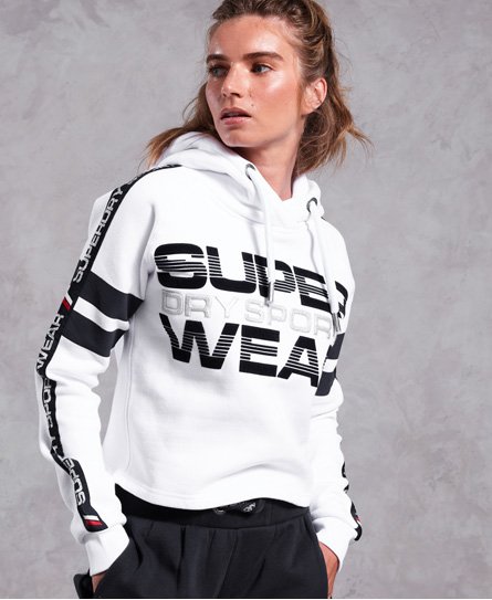 Superdry Crop Φούτερ Repeater με Κουκούλα Crop Φούτερ Repeater με Κουκούλα