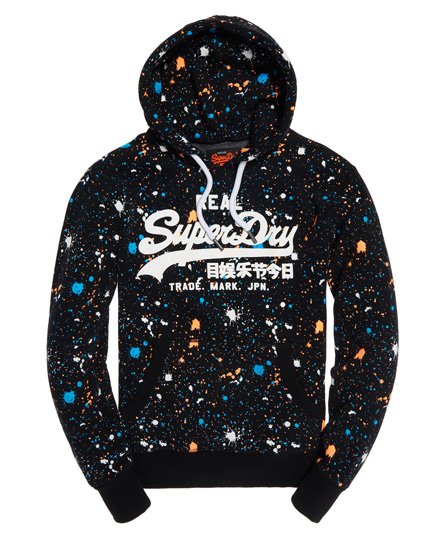 logo hoodie splatter vintage Vintage Hoodie Logo Superdry Hoodies  Splatter voor Heren