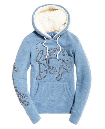 superdry aria applique borg hoodie