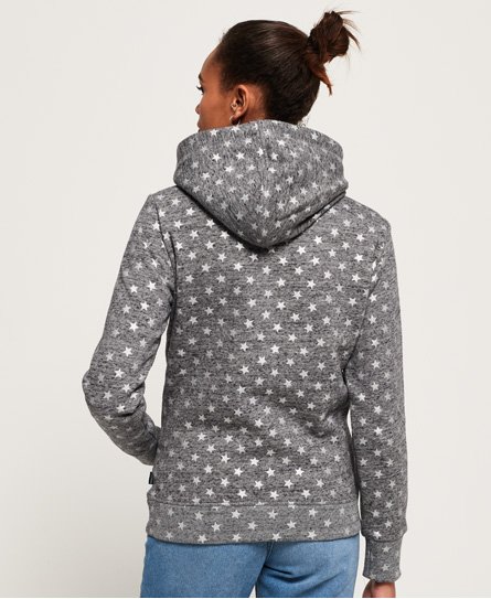 Superdry Damen Sweater VNTGE LOGO STAR AOP ENTRY HOOD Grey Rugged