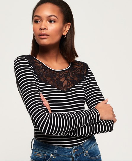 Superdry Long Sleeve Lace Mix Bodysuit Long Sleeve Lace Mix Bodysuit