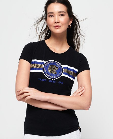 Superdry Ριγέ T-Shirt Tiger Crest με Εφέ Foil Ριγέ T-Shirt Tiger Crest με Εφέ Foil148626