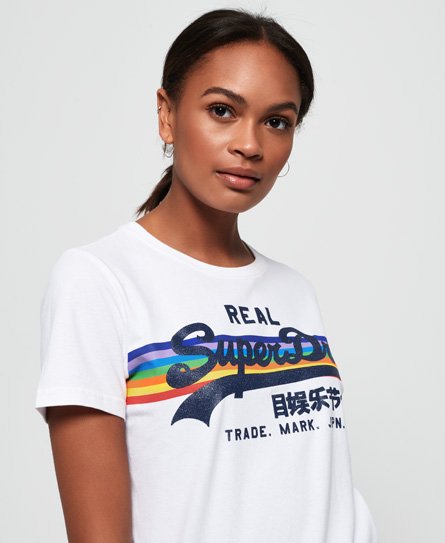 Logo in Vintage | Rainbow T-Shirt Optic US Superdry Women\'s Retro
