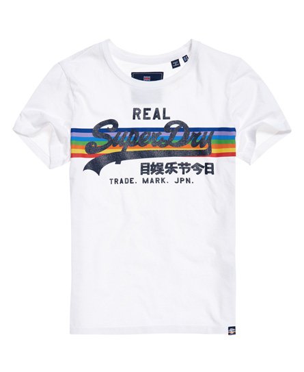 Women\'s Vintage Logo Retro Rainbow T-Shirt in Optic | Superdry US