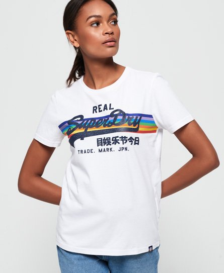 Women\'s Vintage Logo Retro Rainbow | Superdry T-Shirt in US Optic