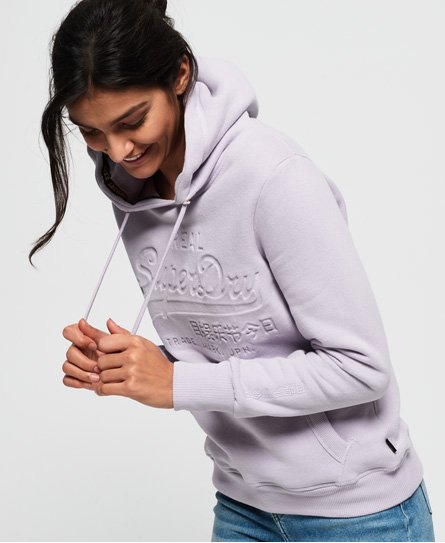Superdry Sudadera con capucha en color pastel con logo en relieve Vintage Sudadera con capucha en color pastel con logo en relieve Vintage