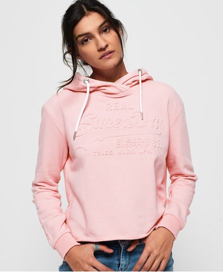 Superdry Vintage Logo Emboss College Crop Hoodie Vintage Logo Emboss College Crop Hoodie