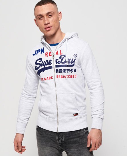 Superdry Sudadera ligera con capucha, cremallera y logo Vintage Sudadera ligera con capucha, cremallera y logo Vintage