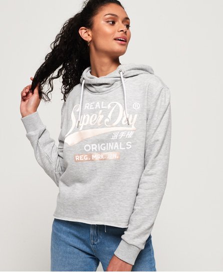 Superdry Sudadera corta con capucha y detalles satinados Real Originals C Sudadera corta con capucha y detalles satinados Real Originals C