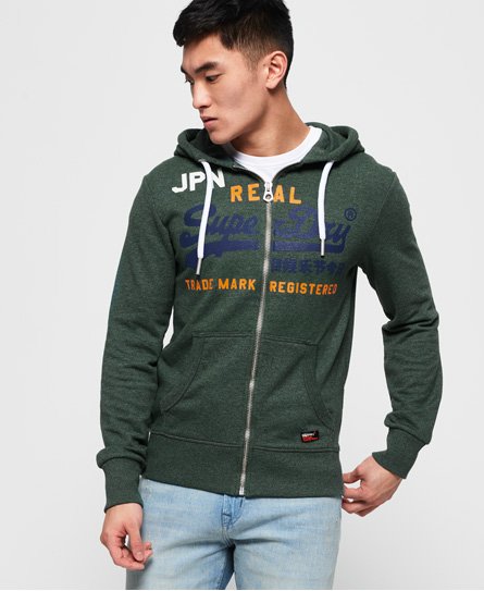 Superdry Sudadera ligera con capucha, cremallera y logo Vintage Sudadera ligera con capucha, cremallera y logo Vintage