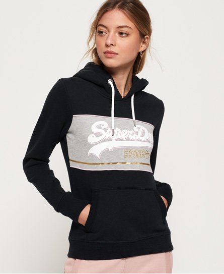 Superdry Sudadera con capucha en bloques de color con logotipo Vintage Sudadera con capucha en bloques de color con logotipo Vintage