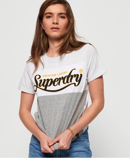 Superdry Premium Luxe Colour Block Boxy-T-skjorte Premium Luxe Colour Block Boxy-T-skjorte
