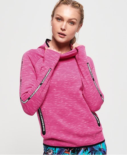 Superdry Coral Gym Tech Taped huvtröja med hög krage Coral Gym Tech Taped huvtröja med hög krage
