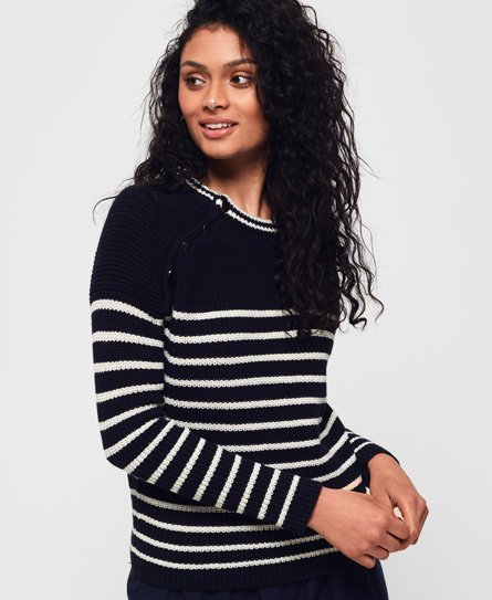 Superdry Saisie Stripe trui met knopen Saisie Stripe trui met knopen