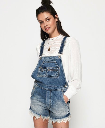 Superdry 牛仔蕾絲吊帶褲 牛仔蕾絲吊帶褲