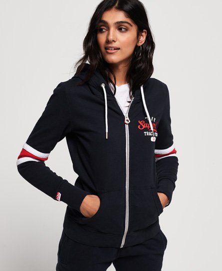 Superdry Sudadera ligera con rayas, capucha y cremallera Track & Fiel Sudadera ligera con rayas, capucha y cremallera Track & Fiel