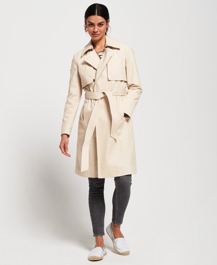 Womens Sirena Trench Coat in Ecru Superdry UK