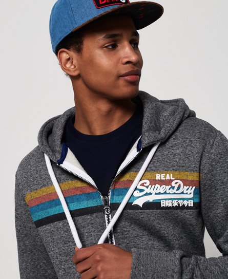 hoodie vintage superdry zip logo cali Zip Vintage in Hoodie  Logo Flint Cali  Mens Grey Grit