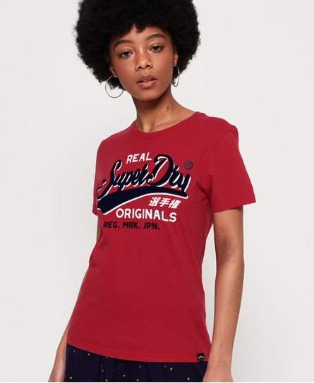 Superdry T-Shirt Real Originals με Βελούδινη Υφή T-Shirt Real Originals με Βελούδινη Υφή