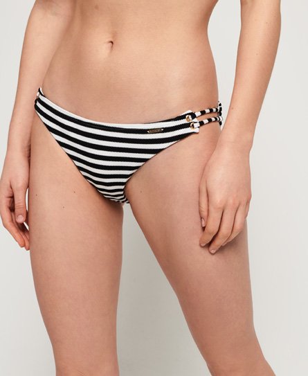 Superdry Women's Alice Textured Cupped Bikini Bottoms Black / Mono Stripe