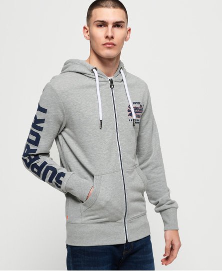 Superdry Sudadera ligera con capucha, cremallera y logo Vintage Sudadera ligera con capucha, cremallera y logo Vintage
