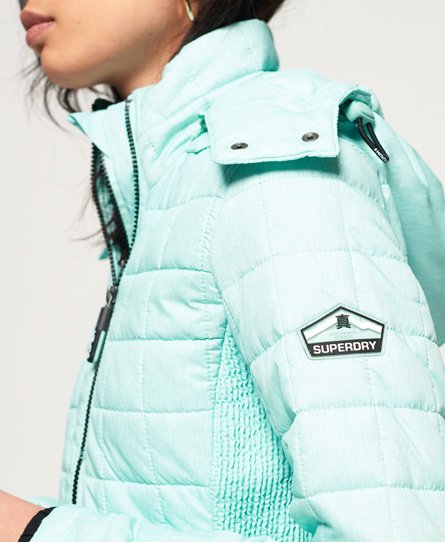 Women s Hooded Box Quilt Fuji Jacket in Aqua Mint Marl Superdry CA EN