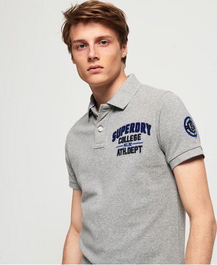 Mens - Superstate Shadow Polo Shirt in Jasper Grey Grit | Superdry