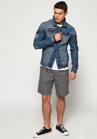 rogue patch trucker denim jacket